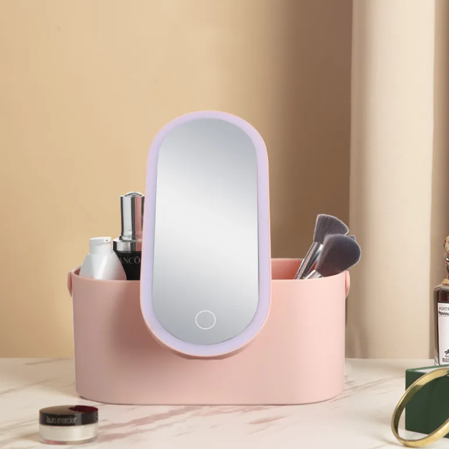 Neceser de maquillaje con espejo LED recargable