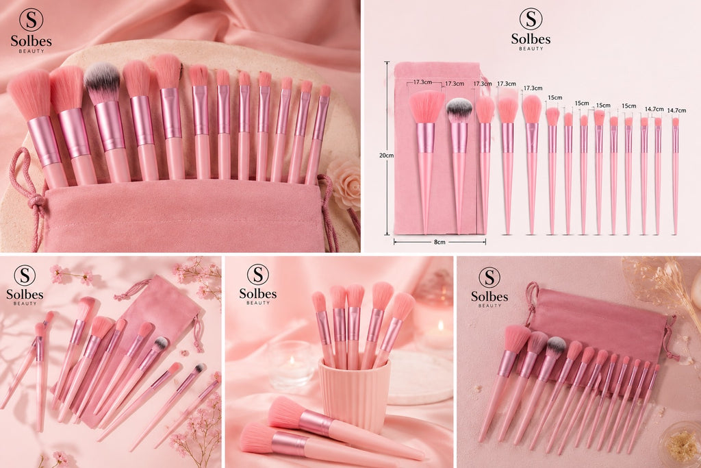 Juego de Brochas de Maquillaje Suaves Premium - 13 Piezas (Un Juego)