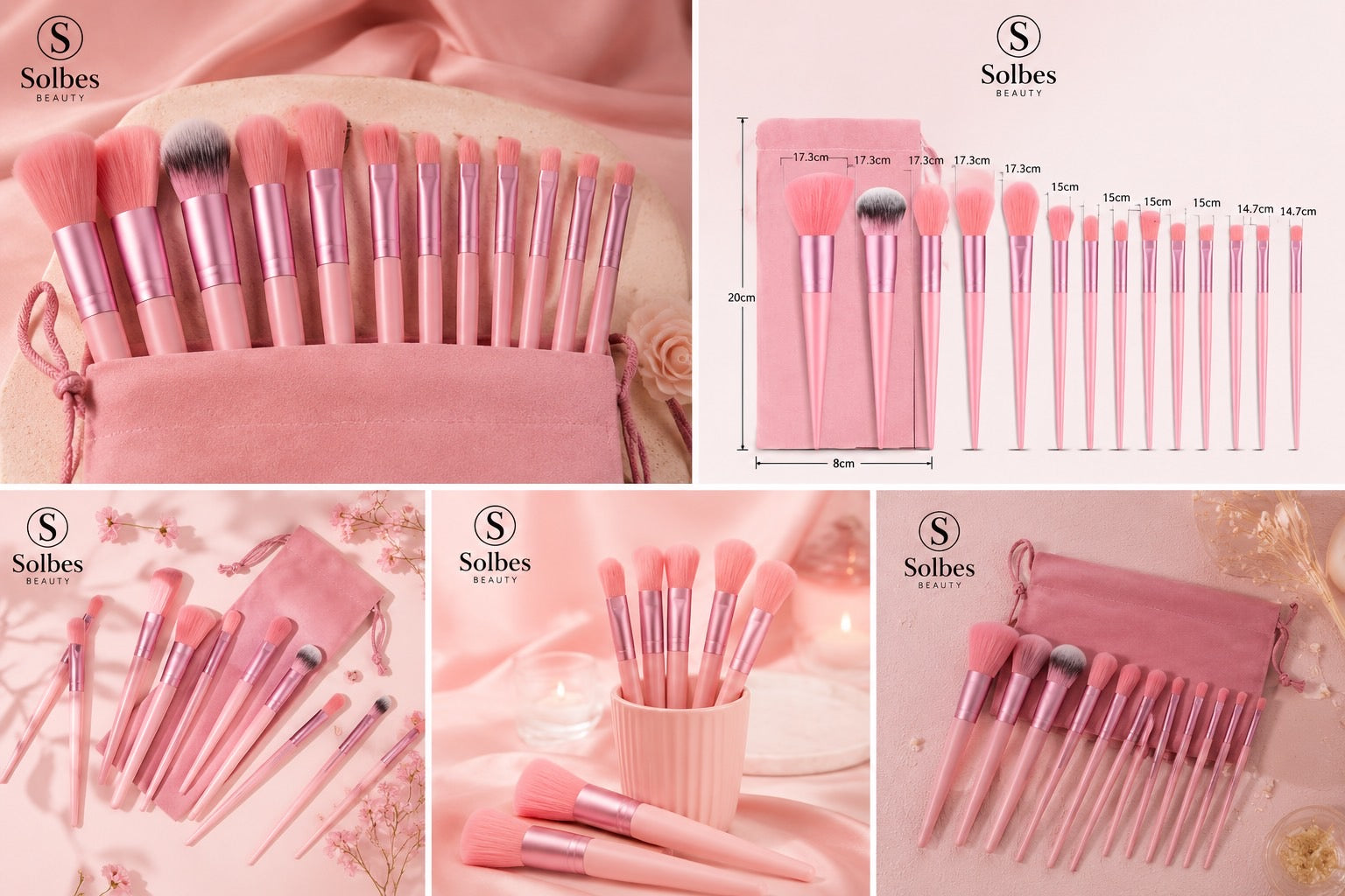 Juego de Brochas de Maquillaje Suaves Premium - 13 Piezas (Un Juego)