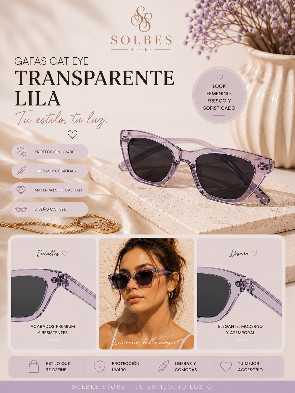 🕶️ Gafas de Sol Ojo de Gato para Mujer | Elegancia, Protección UV y Estilo en Cada Mirada