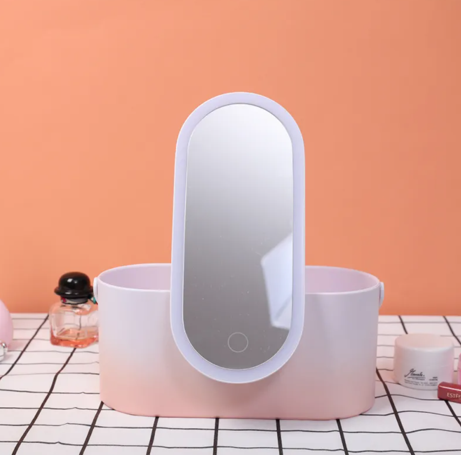 Neceser de maquillaje con espejo LED recargable
