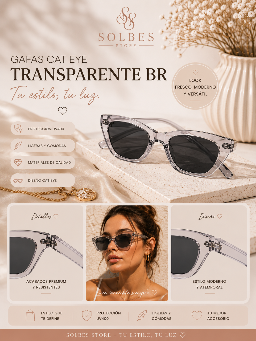 🕶️ Gafas de Sol Ojo de Gato para Mujer | Elegancia, Protección UV y Estilo en Cada Mirada