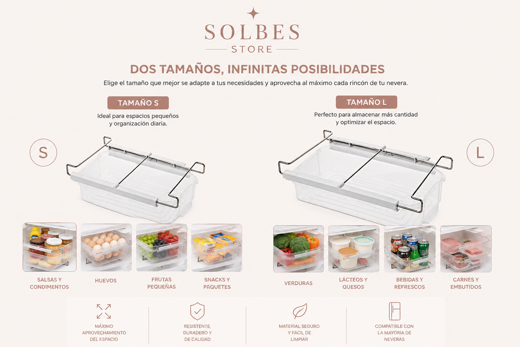 🥬 Organizador Deslizante para Nevera | Ahorra Espacio y Mantén tus Alimentos Siempre Ordenado
