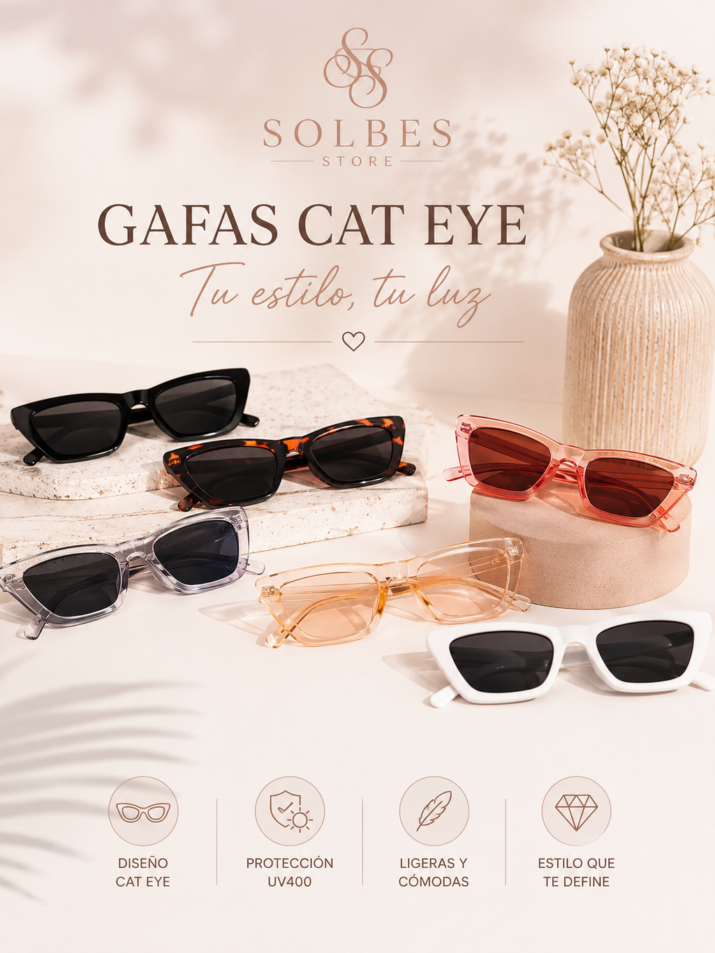 🕶️ Gafas de Sol Ojo de Gato para Mujer | Elegancia, Protección UV y Estilo en Cada Mirada