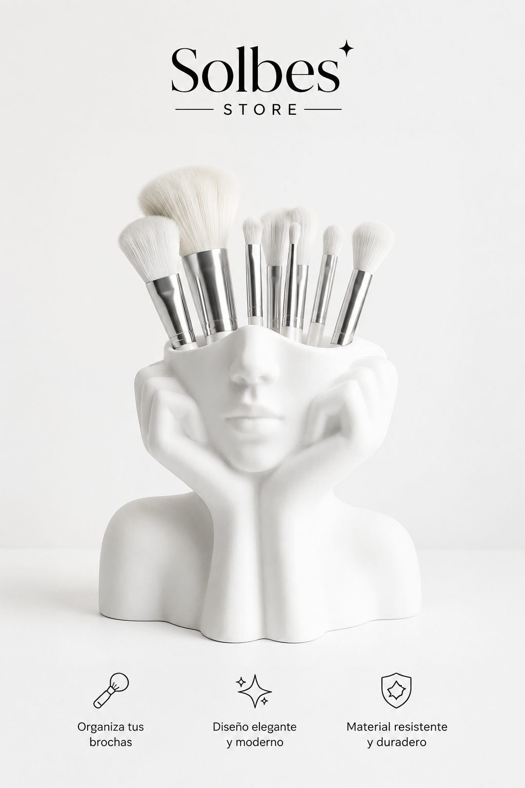 Organizador de Brochas con Diseño Artístico | Porta Brochas Decorativo para Maquillaje – 16 cm
