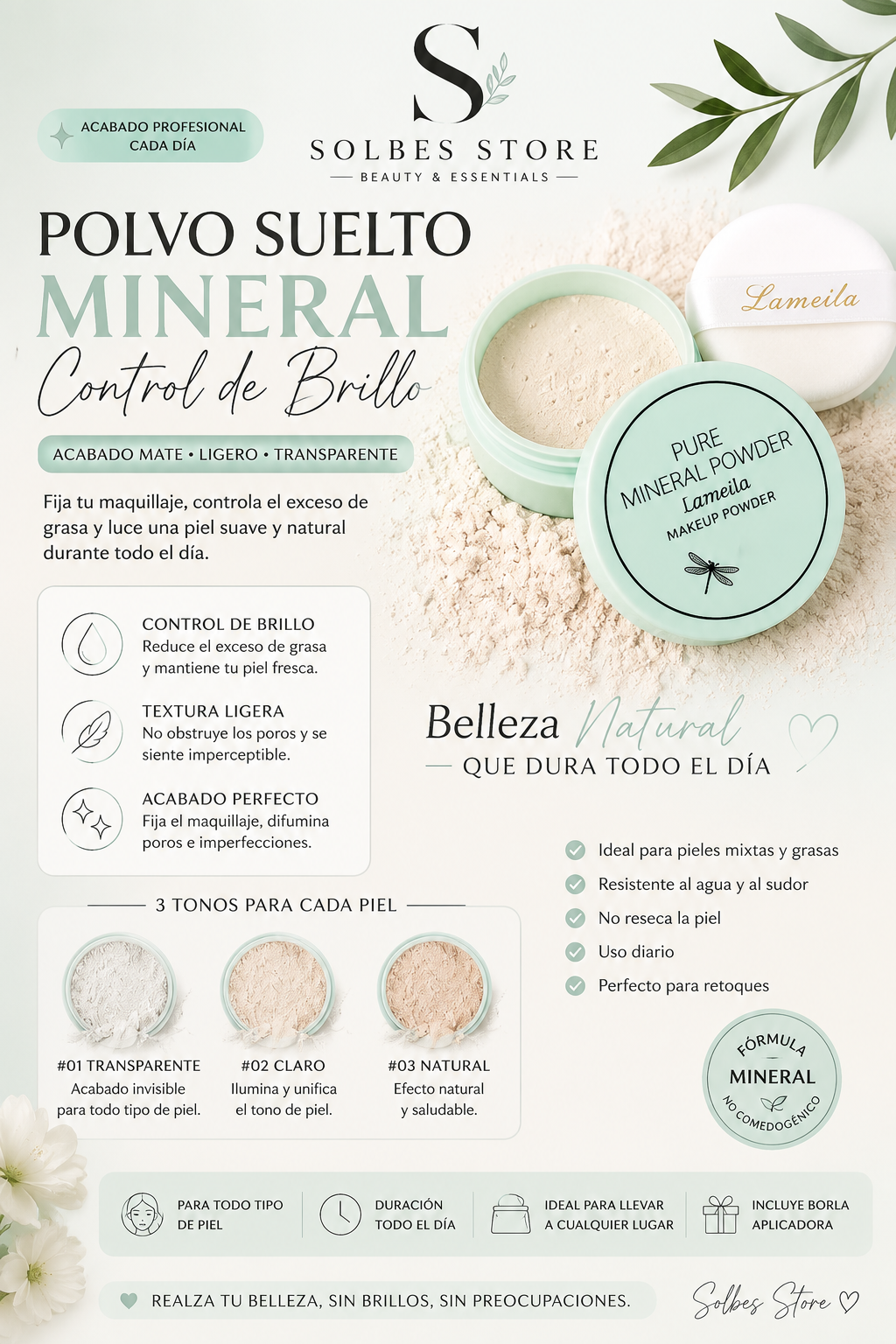 Polvo Suelto Mineral Matificante