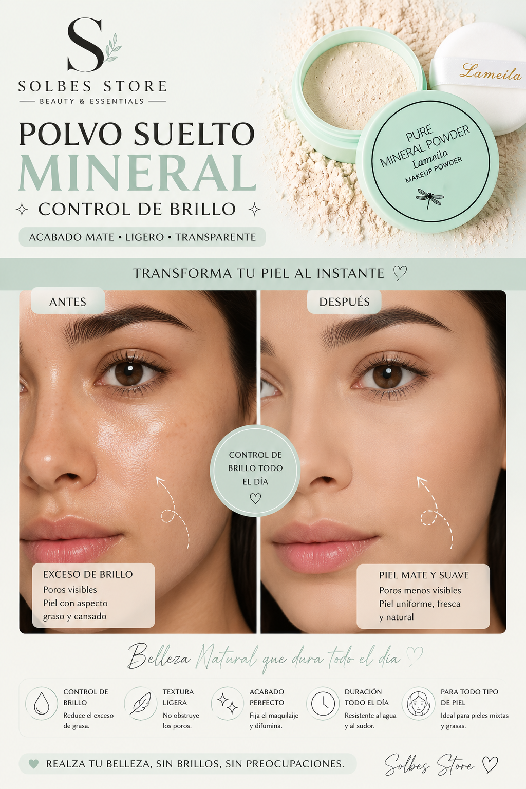 Polvo Suelto Mineral Matificante