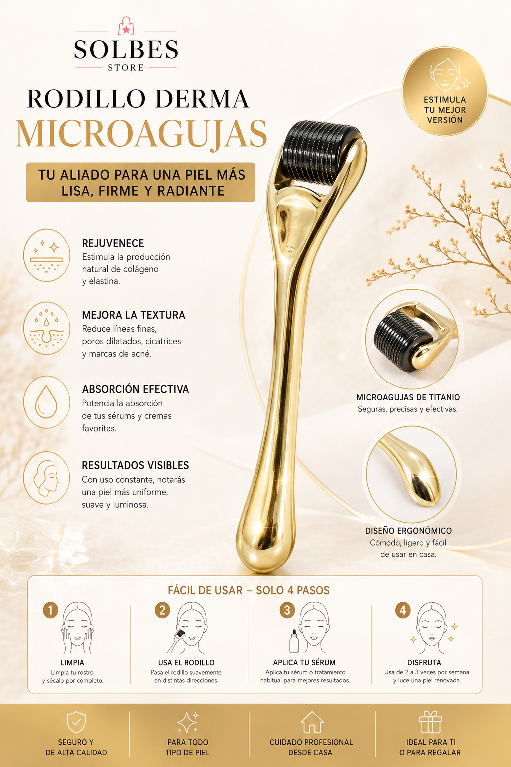 Rodillo Facial de Microagujas