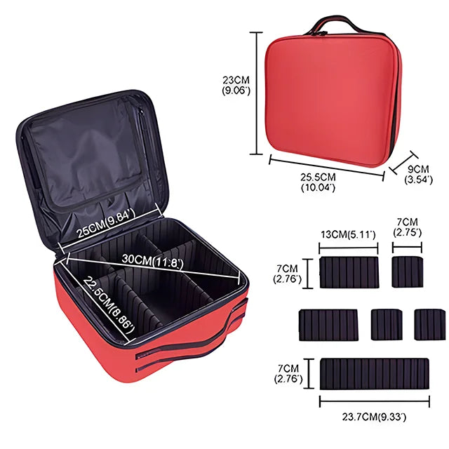 Organizador de Maquillaje Profesional con Divisores Ajustables | Estuche de Viaje Impermeable | Gran Capacidad | Disponible en 5 Colores