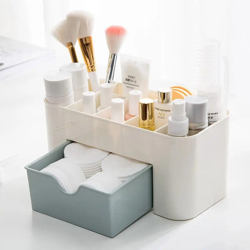 Organizador de Maquillaje con Cajón y Compartimentos | Porta Cosméticos Multifuncional para Brochas, Labiales y Accesorios