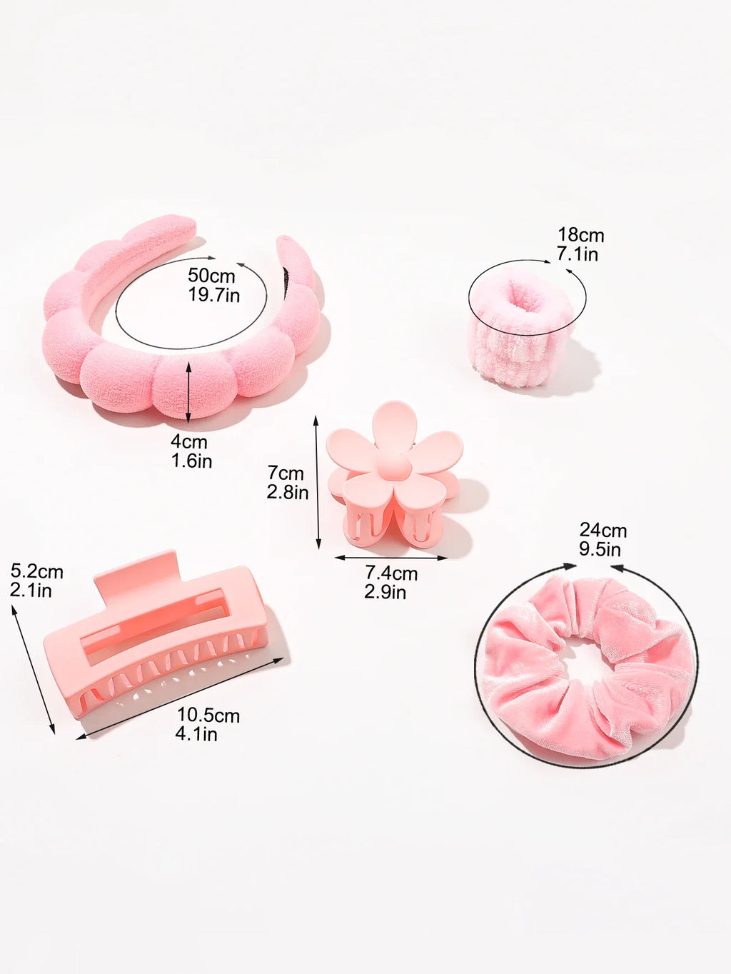 Set Spa de Microfibra 7 Piezas para Skincare | Diadema, Muñequeras, Scrunchies, Pinzas y Cepillo Limpiador | Rosa, Lila, Amarillo, Turquesa, Gris y Negro