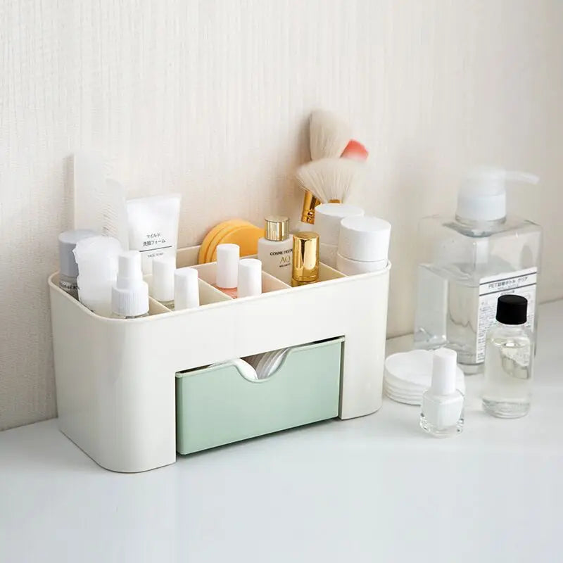 Organizador de Maquillaje con Cajón y Compartimentos | Porta Cosméticos Multifuncional para Brochas, Labiales y Accesorios
