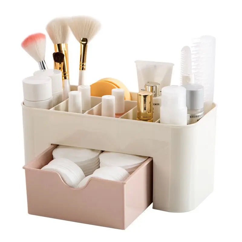 Organizador de Maquillaje con Cajón y Compartimentos | Porta Cosméticos Multifuncional para Brochas, Labiales y Accesorios