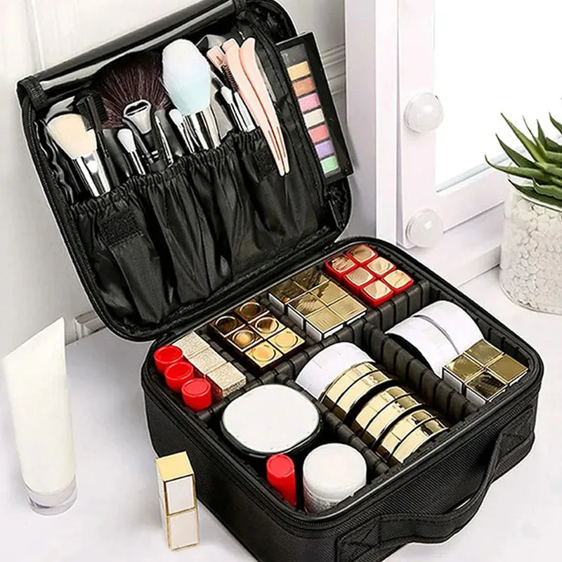 Organizador de Maquillaje Profesional con Divisores Ajustables | Estuche de Viaje Impermeable | Gran Capacidad | Disponible en 5 Colores