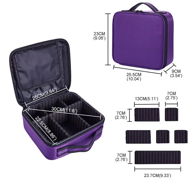 Organizador de Maquillaje Profesional con Divisores Ajustables | Estuche de Viaje Impermeable | Gran Capacidad | Disponible en 5 Colores