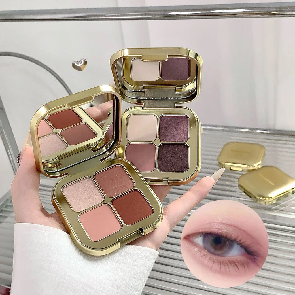 KAKASHOW 4 Colors Eyeshadow Palette Matte Shimmer Pearlescent Glitter Eye Shadow Long Lasting Easy To Color Eyes Makeup Palette