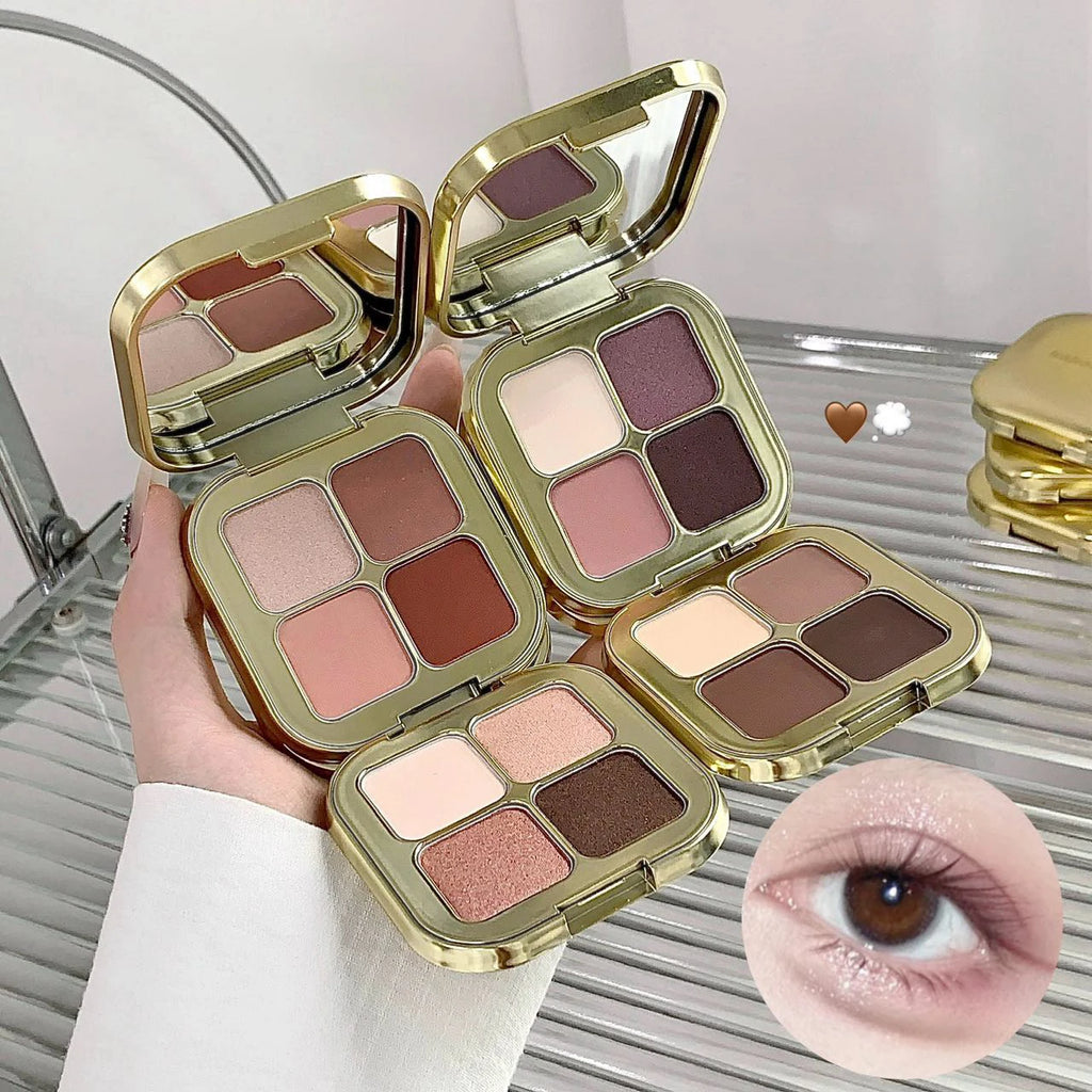 KAKASHOW 4 Colors Eyeshadow Palette Matte Shimmer Pearlescent Glitter Eye Shadow Long Lasting Easy To Color Eyes Makeup Palette