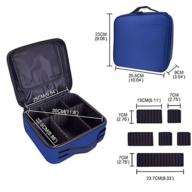 Organizador de Maquillaje Profesional con Divisores Ajustables | Estuche de Viaje Impermeable | Gran Capacidad | Disponible en 5 Colores