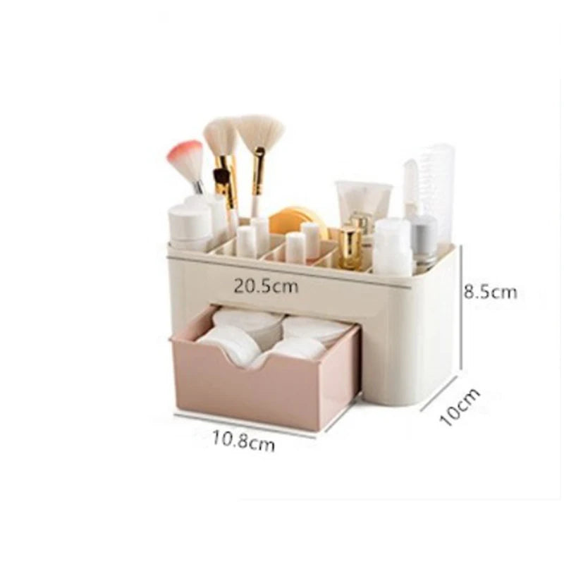 Organizador de Maquillaje con Cajón y Compartimentos | Porta Cosméticos Multifuncional para Brochas, Labiales y Accesorios