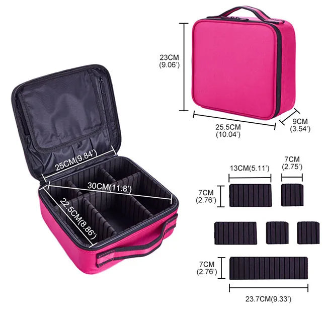 Organizador de Maquillaje Profesional con Divisores Ajustables | Estuche de Viaje Impermeable | Gran Capacidad | Disponible en 5 Colores
