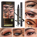 6PCS Stamp Liquid Eyeliner Set Waterproof Fast Dry Double-ended Black Heart Star Seal Eye Tail Eye Liner Extension Makeup Kit
