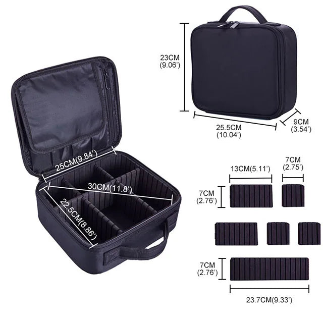 Organizador de Maquillaje Profesional con Divisores Ajustables | Estuche de Viaje Impermeable | Gran Capacidad | Disponible en 5 Colores