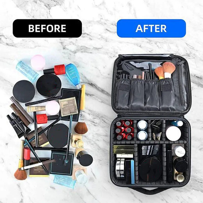 Organizador de Maquillaje Profesional con Divisores Ajustables | Estuche de Viaje Impermeable | Gran Capacidad | Disponible en 5 Colores